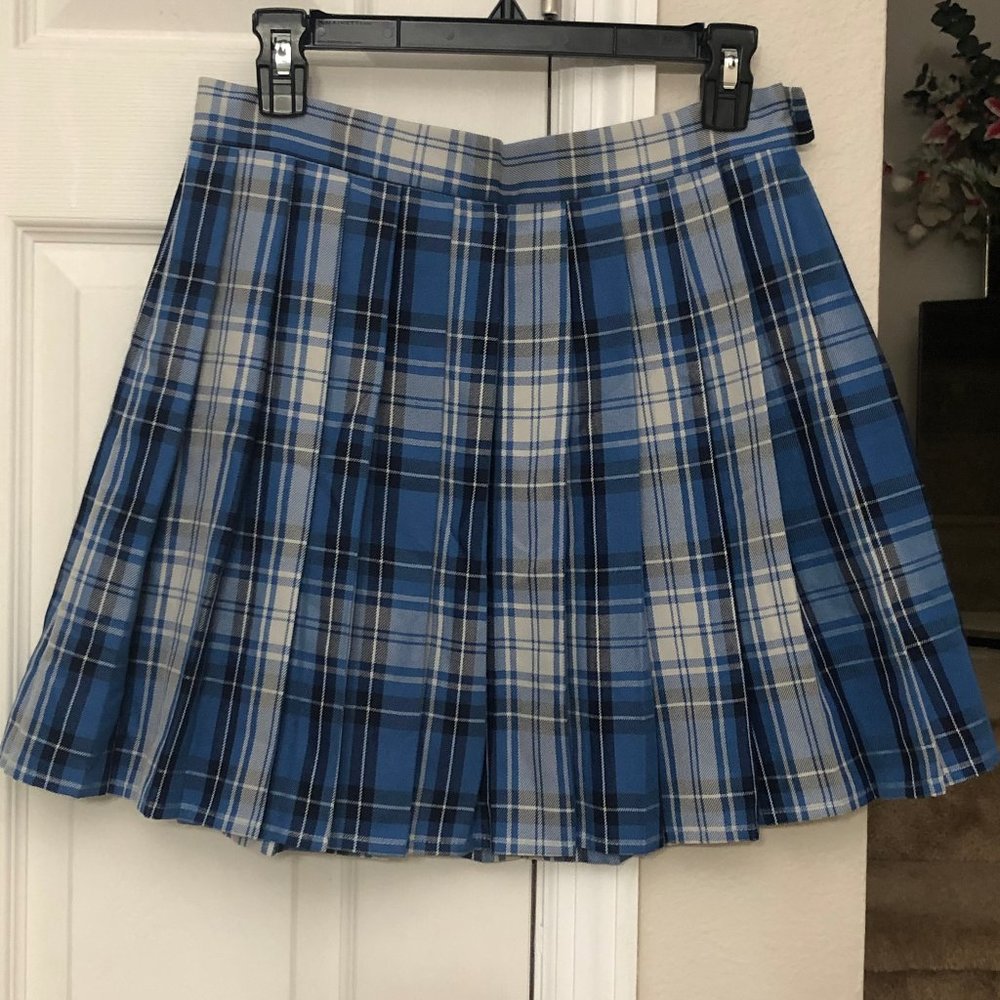 Blue Plaid Pleated skirt